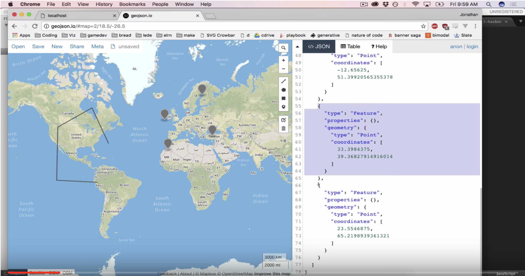 Screenshot of making a worldmap